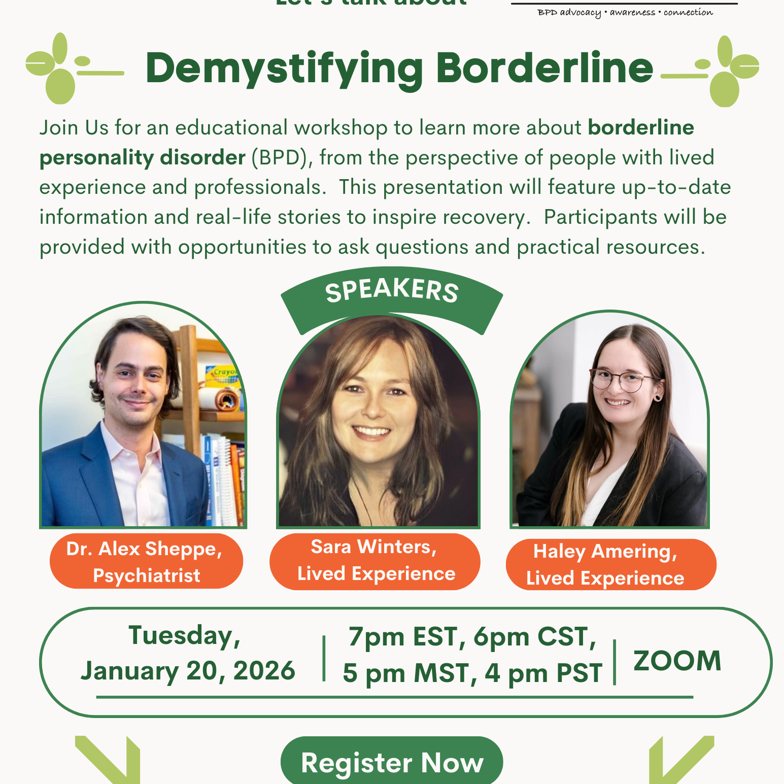 Educational Workshop: Demystifying Borderline Personality Disorder January 20 - logo